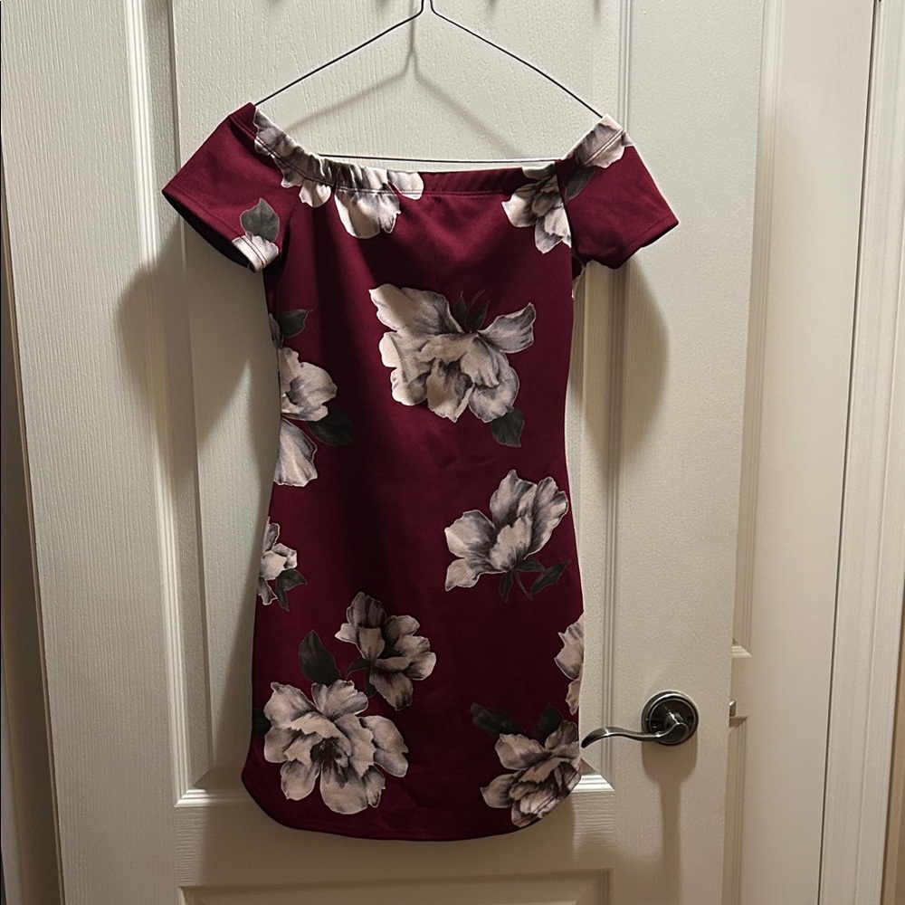 Blue Blush Burgundy Floral Mini Dress